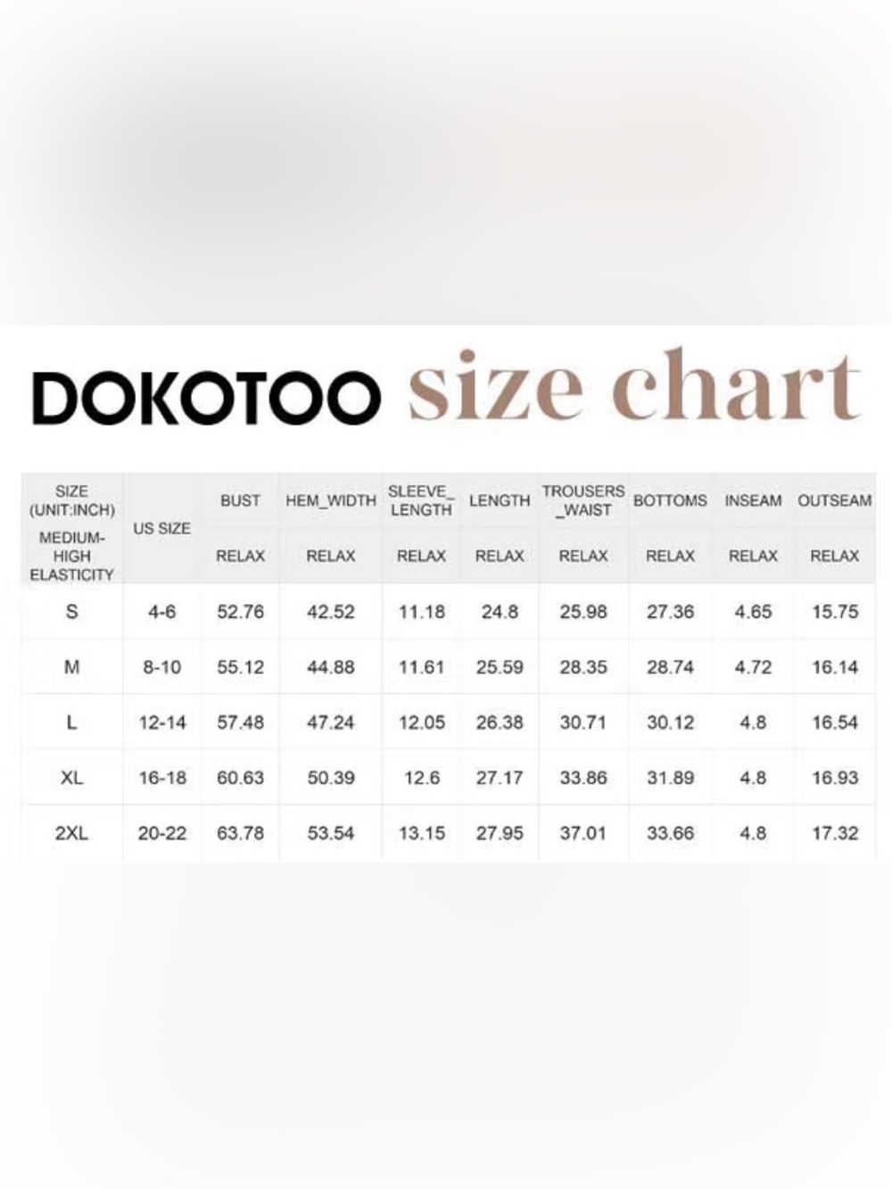 Size Chart Table Image - Picture 5 of 5